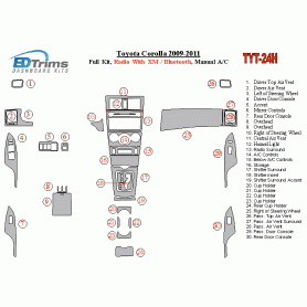 Toyota Corolla 2009 - 2011 Dash Trim Kit