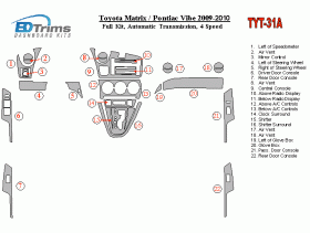 Toyota Matrix 2009 - 2010 Dash Trim Kit