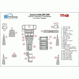 Toyota Corolla 2003 - 2008 Dash Trim Kit