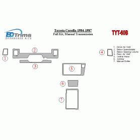 Toyota Corolla 1984 - 1987 Dash Trim Kit