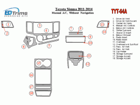 Toyota Sienna 2011 - 2014 Dash Trim Kit