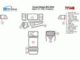 Toyota Sienna 2011 - 2014 Dash Trim Kit
