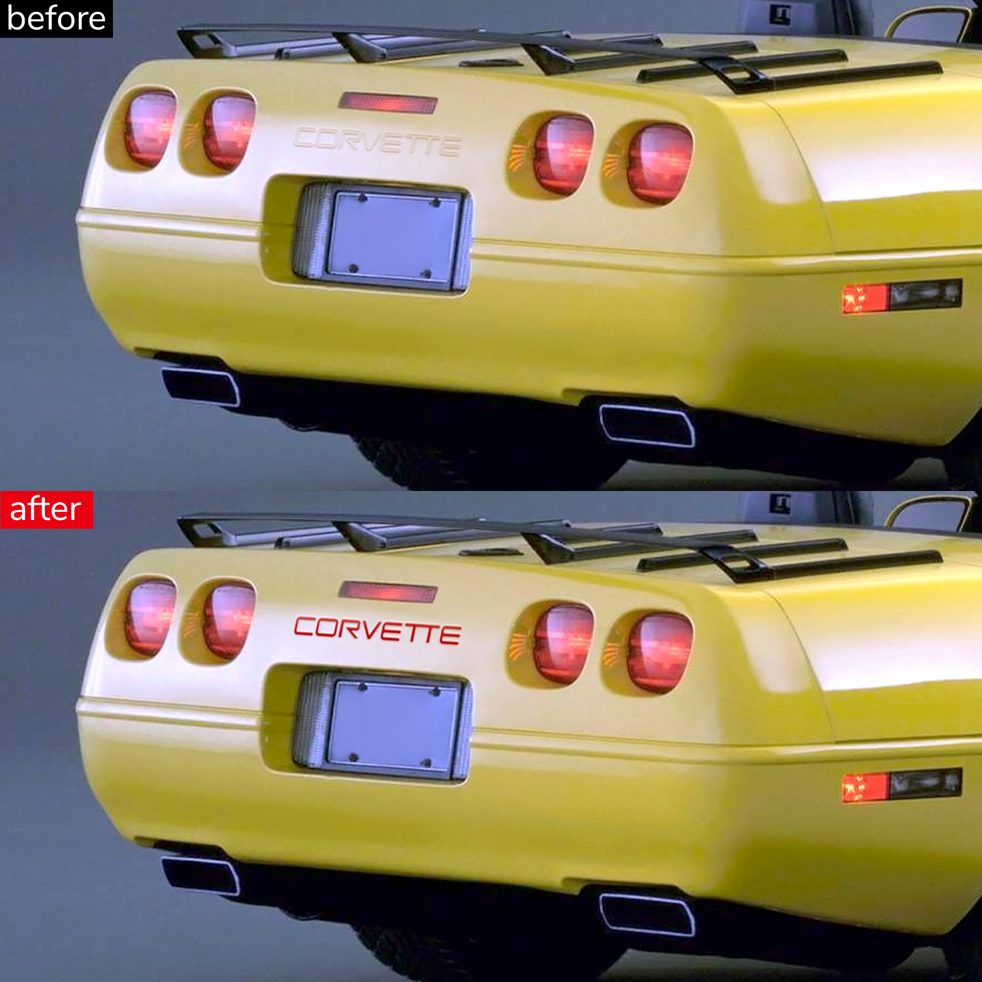 BDTrims Front and Rear Bumper Raised Letters Compatible with 1991-1996 Corvette C4 Models Black 